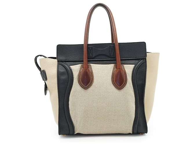 Céline Micro Tricolor Luggage Marrone Nero Beige - vista 2