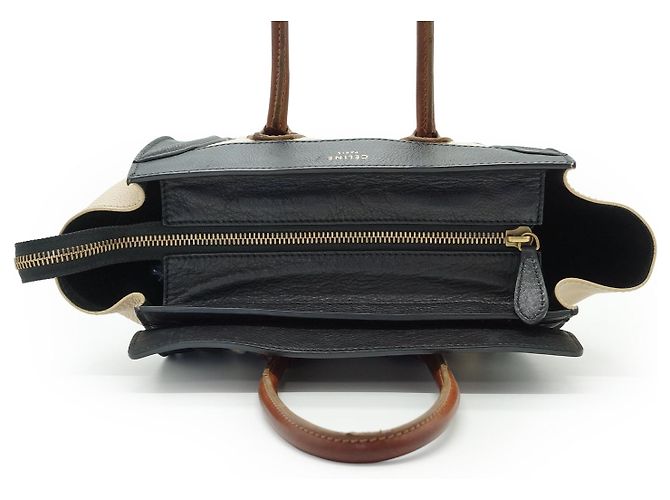 Céline Micro Tricolor Luggage Marrone Nero Beige - vista 8