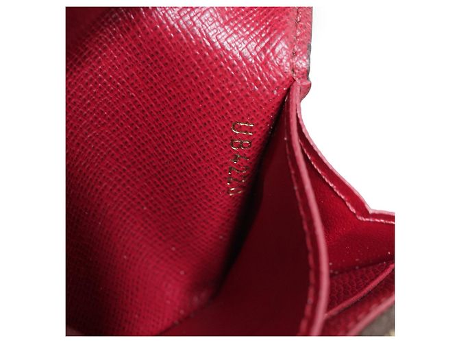 Louis Vuitton Monogram Rosalie Compact Wallet Portemonnaie Braun Rot - Ansicht 11