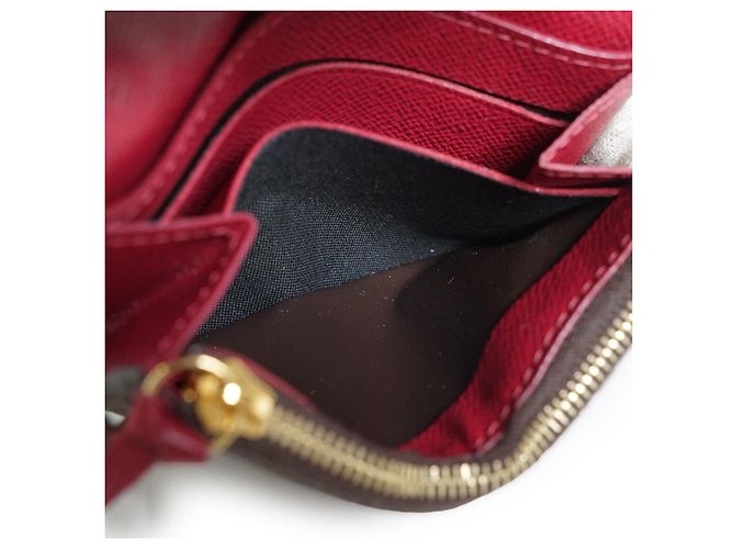Louis Vuitton Monogram Rosalie Compact Wallet Portemonnaie Braun Rot - Ansicht 13