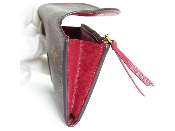 Louis Vuitton Monogram Rosalie Compact Wallet Portemonnaie Braun Rot - Ansicht 14