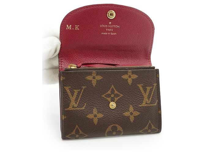 Louis Vuitton Monogram Rosalie Compact Wallet Portemonnaie Braun Rot - Ansicht 7