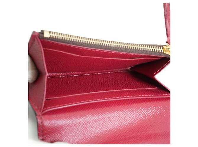 Louis Vuitton Monogram Rosalie Compact Wallet Portemonnaie Braun Rot - Ansicht 8