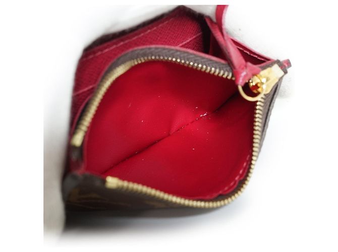 Louis Vuitton Monogram Rosalie Compact Wallet Portemonnaie Braun Rot - Ansicht 9
