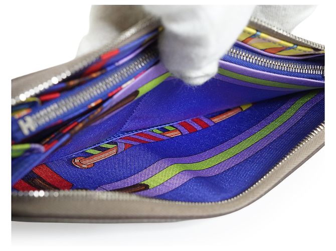Hermès Portefeuille long Epsom Etoupe Les Sangles Azap Silk-in - vue 12