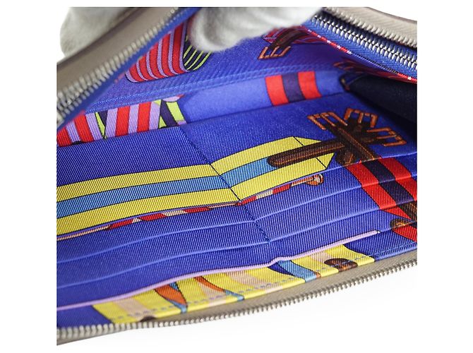 Hermès Portefeuille long Epsom Etoupe Les Sangles Azap Silk-in - vue 14