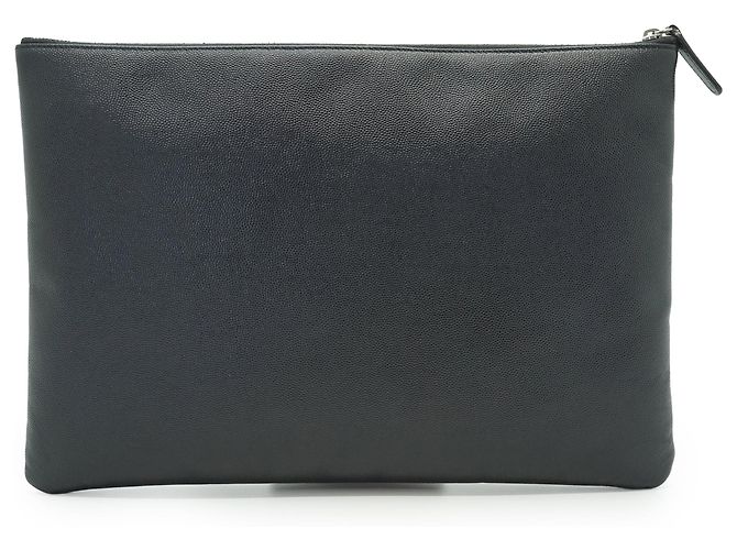 Chanel Clutch CC Studded Deauville O-Case in pelle caviar Nero - vista 2