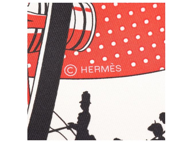 Hermès Foulard Hermes Carre 55 Paris Qui Roule Nero Bianco Rosso - vista 2