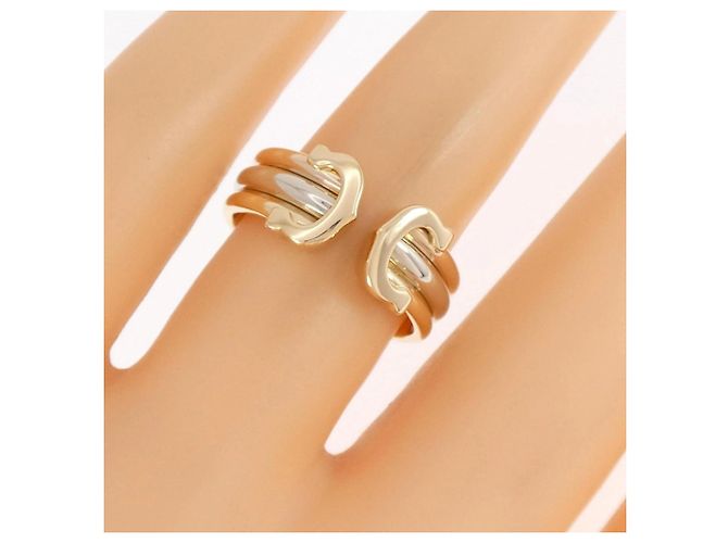 Anello Cartier 2C in oro bianco rosa e giallo 18K - vista 4