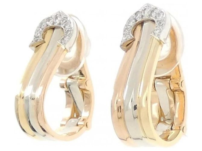 Cartier 2C Diamant Ohrringe in Dreifarbigem Gold - Ansicht 2