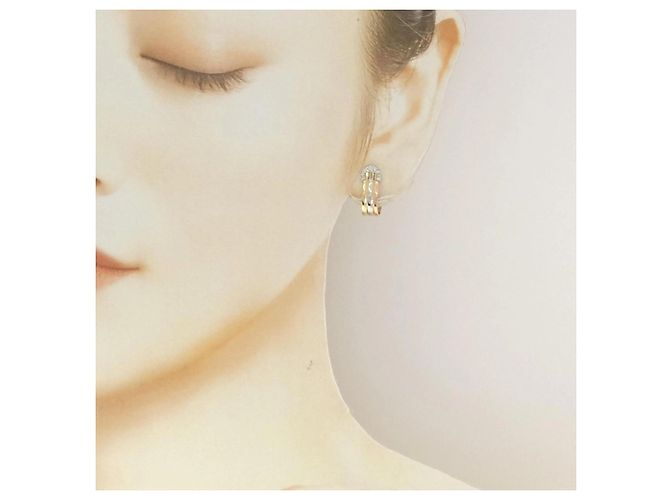 Cartier 2C Diamant Ohrringe in Dreifarbigem Gold - Ansicht 4