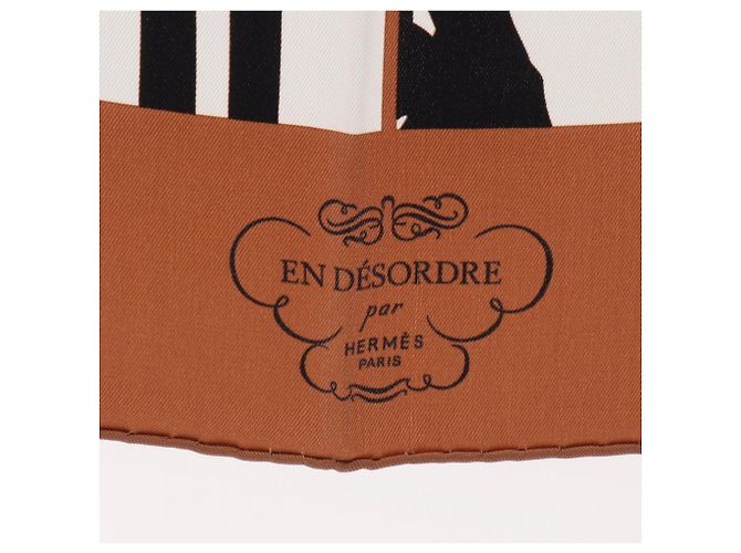 Hermès Carré Hermes 70 EN DESORDRE Marrone Nero Bianco - vista 5