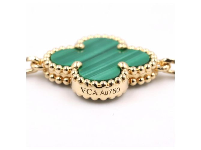 Bracciale Van Cleef & Arpels Vintage Alhambra 5 Motivi in Malachite D'oro Verde - vista 4