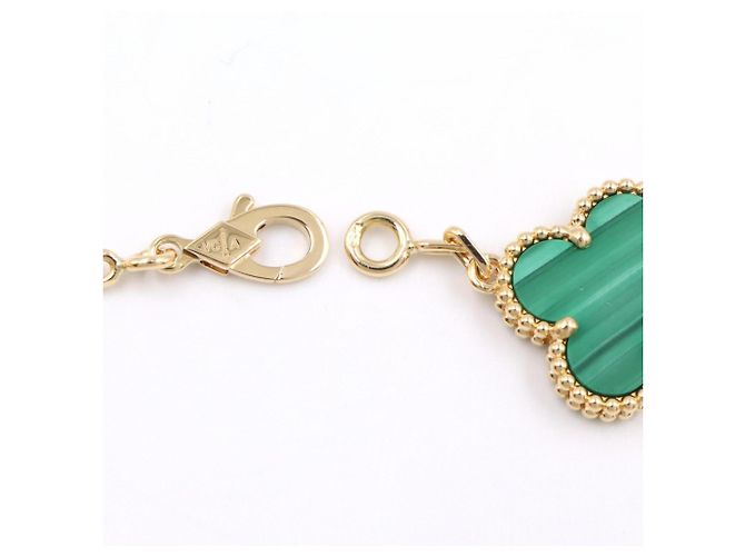 Bracciale Van Cleef & Arpels Vintage Alhambra 5 Motivi in Malachite D'oro Verde - vista 5