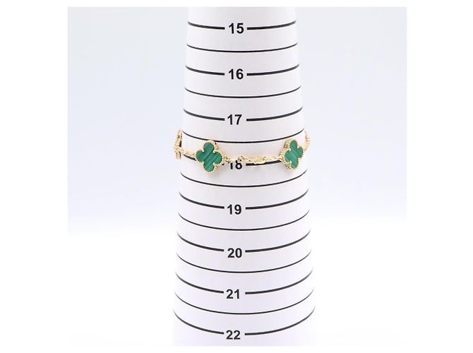 Bracciale Van Cleef & Arpels Vintage Alhambra 5 Motivi in Malachite D'oro Verde - vista 6