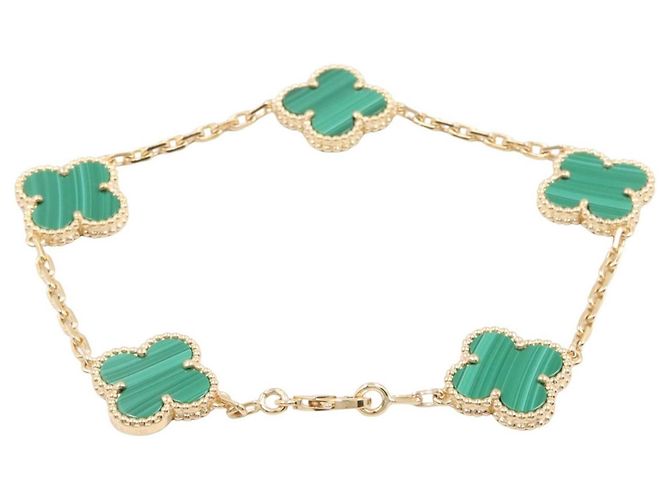 Bracciale Van Cleef & Arpels Vintage Alhambra 5 Motivi in Malachite D'oro Verde - vista 2