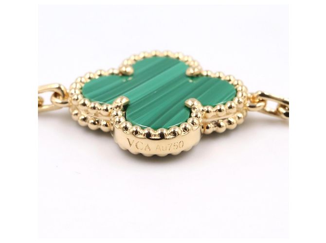 Bracciale Van Cleef & Arpels Vintage Alhambra 5 Motivi in Malachite D'oro Verde - vista 4