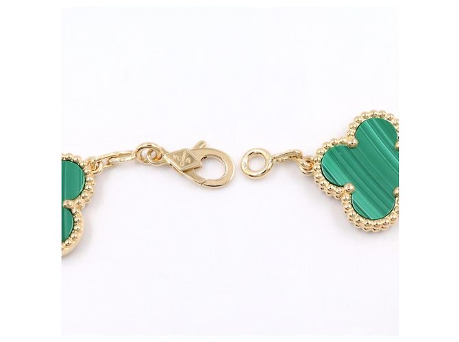 Bracciale Van Cleef & Arpels Vintage Alhambra 5 Motivi in Malachite D'oro Verde - vista 5