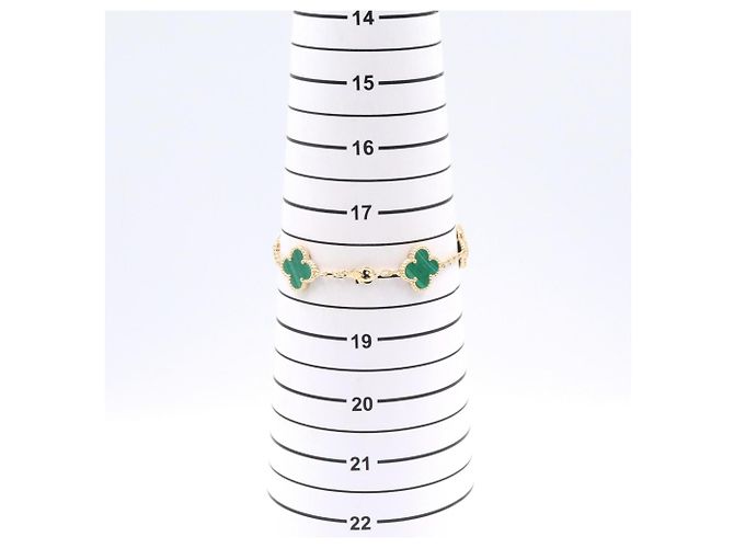 Bracciale Van Cleef & Arpels Vintage Alhambra 5 Motivi in Malachite D'oro Verde - vista 6