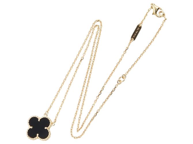 Colar Van Cleef & Arpels Vintage Alhambra Onyx Preto Dourado - vista 2