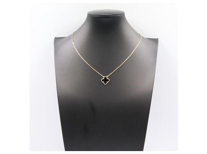 Colar Van Cleef & Arpels Vintage Alhambra Onyx Preto Dourado - vista 6