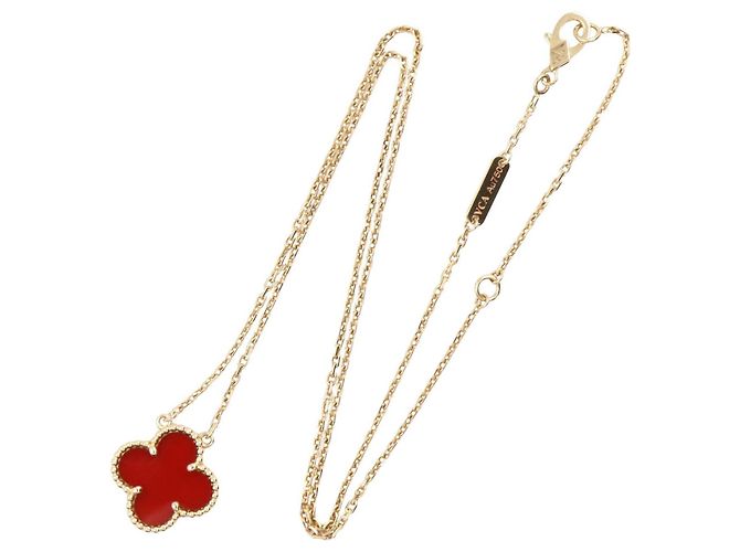 Van Cleef & Arpels Vintage Alhambra Karneol Halskette Rot Golden - Ansicht 2