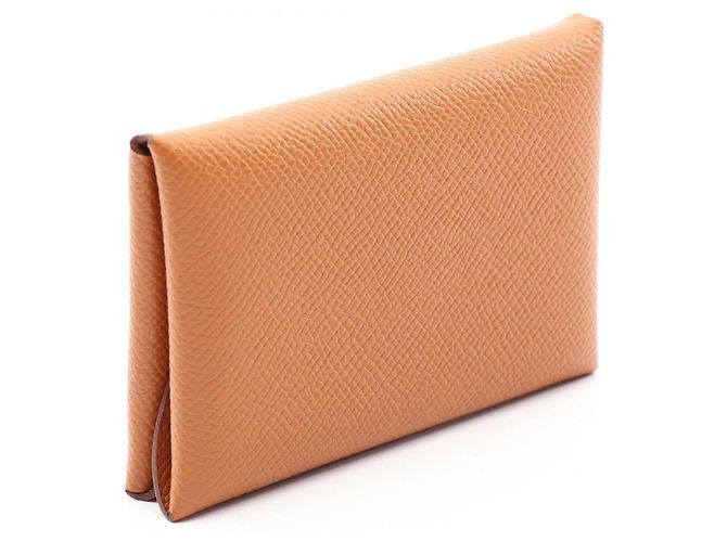Hermès Cartera Hermes Calvi Duo - Monedero Castaño Dorado - vista 2