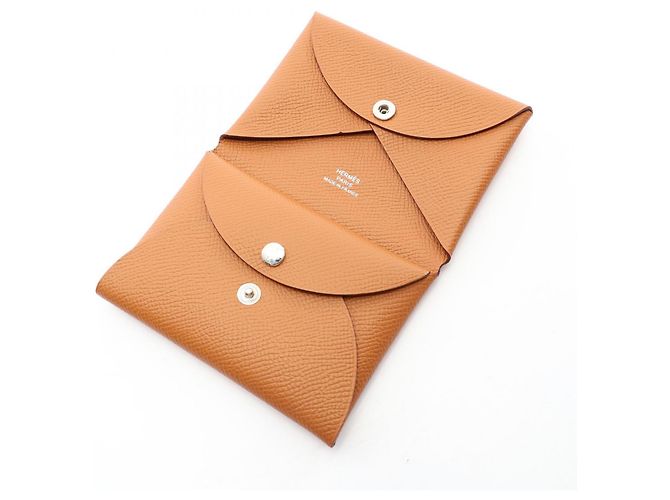 Hermès Cartera Hermes Calvi Duo - Monedero Castaño Dorado - vista 3