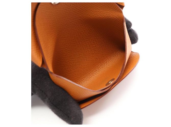Hermès Cartera Hermes Calvi Duo - Monedero Castaño Dorado - vista 4
