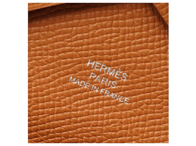 Hermès Cartera Hermes Calvi Duo - Monedero Castaño Dorado - vista 6