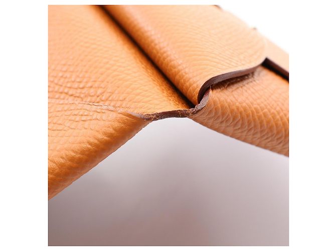 Hermès Cartera Hermes Calvi Duo - Monedero Castaño Dorado - vista 8
