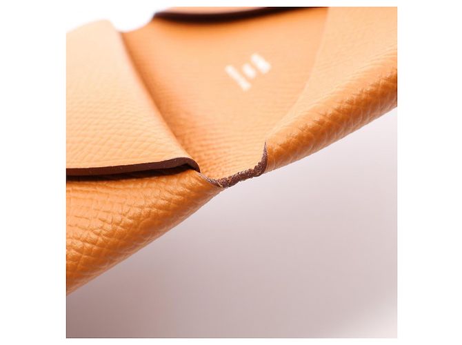 Hermès Cartera Hermes Calvi Duo - Monedero Castaño Dorado - vista 9