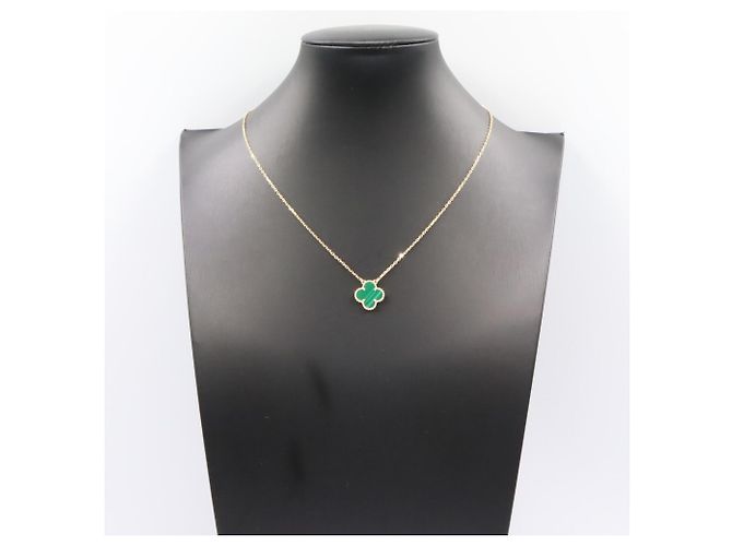 Collana Van Cleef & Arpels Vintage Alhambra Malachite D'oro Verde - vista 6