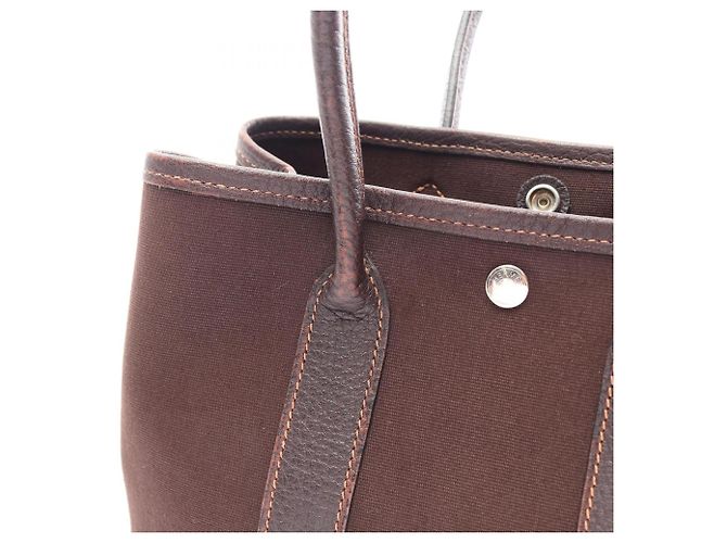 Hermès Borsa Tote Hermes Garden Party Marrone Damier ebene - vista 13