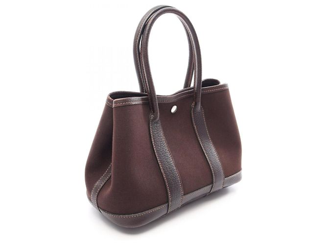 Hermès Borsa Tote Hermes Garden Party Marrone Damier ebene - vista 2