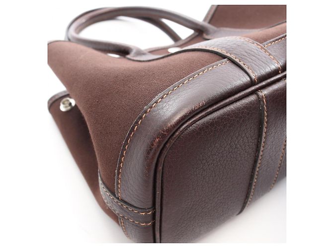 Hermès Borsa Tote Hermes Garden Party Marrone Damier ebene - vista 8