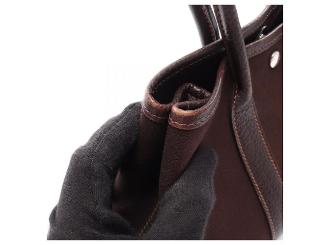 Hermès Borsa Tote Hermes Garden Party Marrone Damier ebene - vista 9