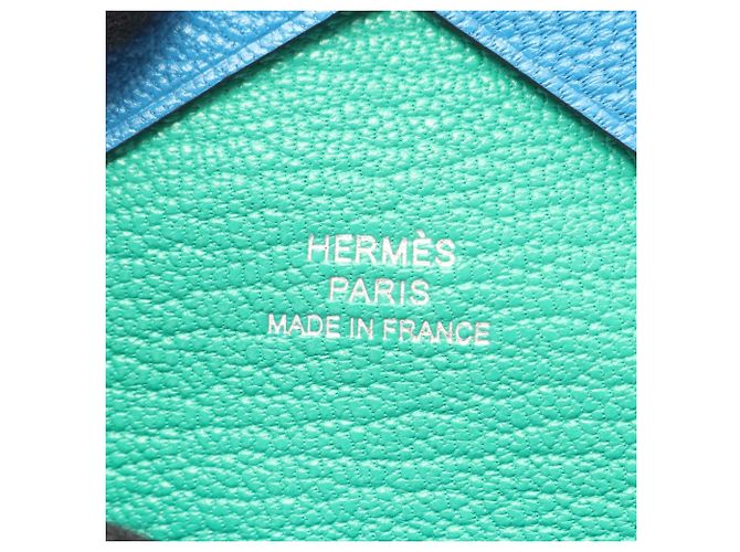 Hermès Hermes Calvi Duo Verso Geldbörse Blau Grün - Ansicht 5