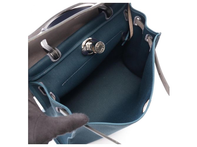 Hermès Bolso Hermes Herbag Zip PM Verde Azul marino - vista 3
