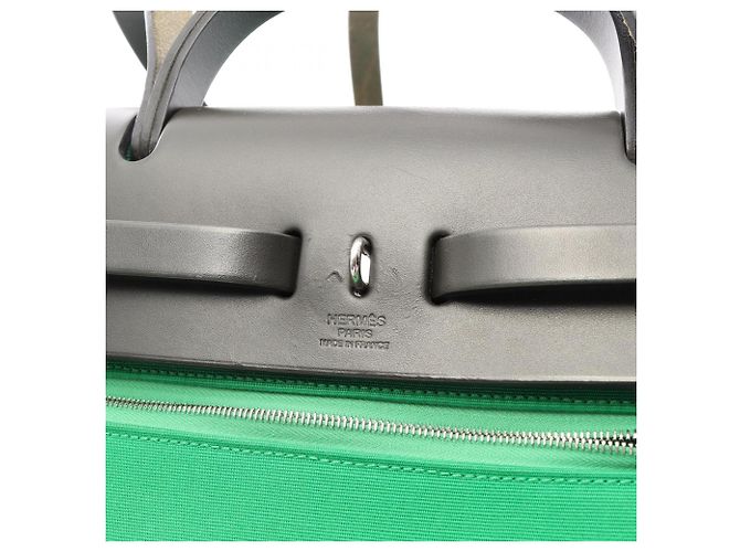 Hermès Herbag Zip PM Bolso de mano 2-Way Castaño Verde - vista 9