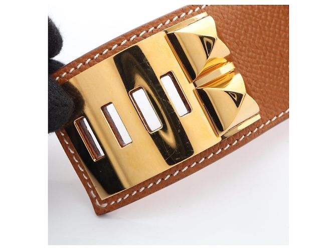 Hermès Bracelet Charmes Hermes Collier de Chien Marron Doré - vue 10