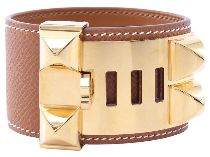 Hermès Bracelet Charmes Hermes Collier de Chien Marron Doré - vue 2