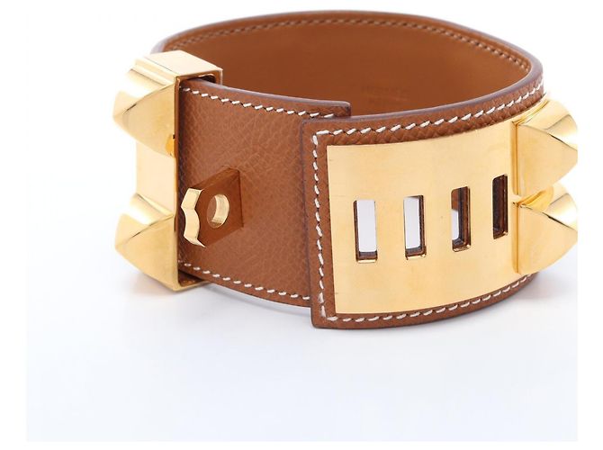 Hermès Bracelet Charmes Hermes Collier de Chien Marron Doré - vue 3
