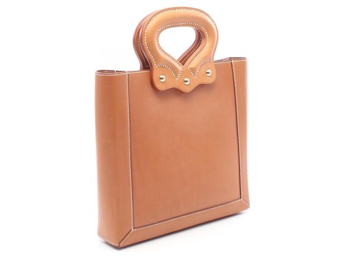 Hermès Hermes Vintage Handtasche aus braunem Leder - Ansicht 2