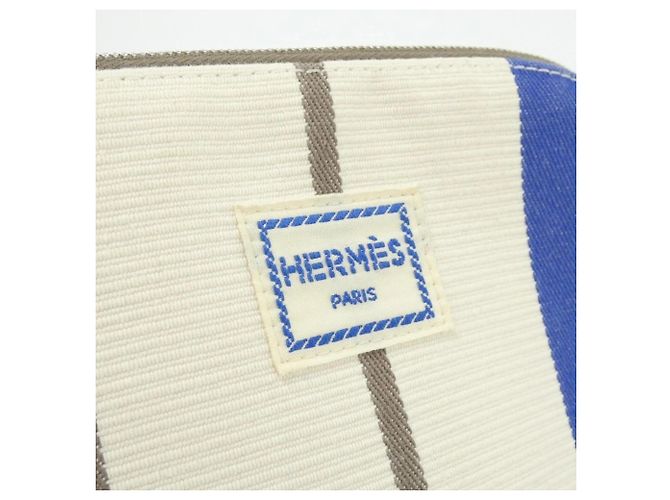 Hermès Bolso pouch Hermes Bolide Rayures Rocabar MINI Azul Gris pardo - vista 4