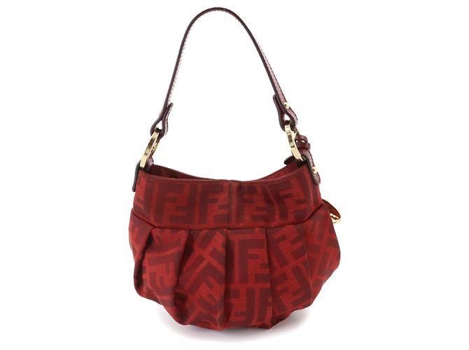 Borsa Fendi Zucca rossa in pelle e tela Rosso - vista 2