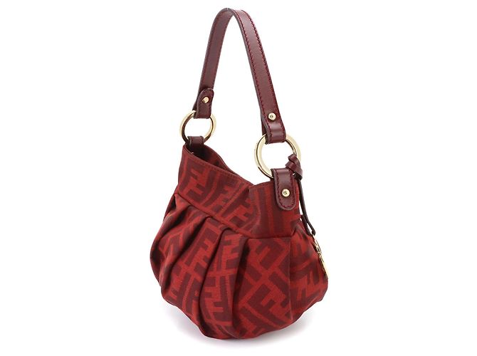 Borsa Fendi Zucca rossa in pelle e tela Rosso - vista 3