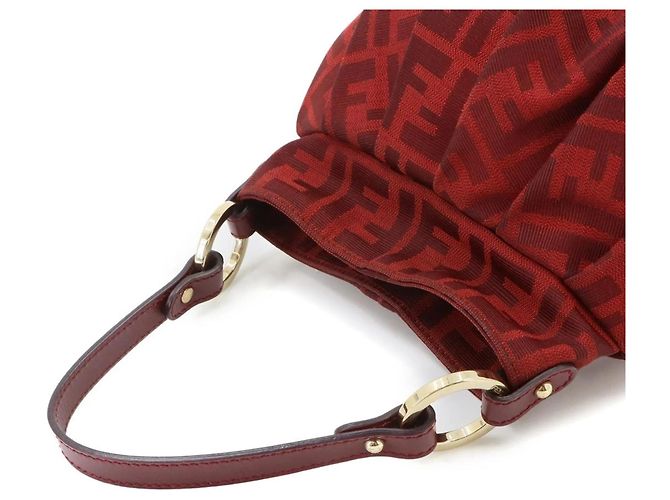 Borsa Fendi Zucca rossa in pelle e tela Rosso - vista 5