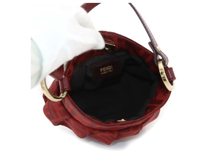 Borsa Fendi Zucca rossa in pelle e tela Rosso - vista 6