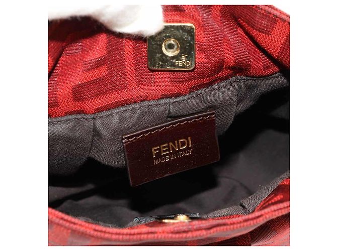 Borsa Fendi Zucca rossa in pelle e tela Rosso - vista 7